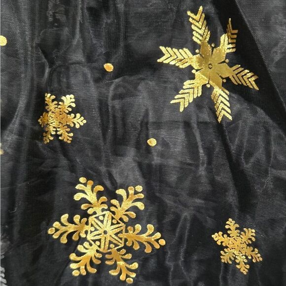 Big Girls Black Velvet & Gold Snowflake Tulle Holiday Dress Fit & Flare Festive - Picture 5 of 10